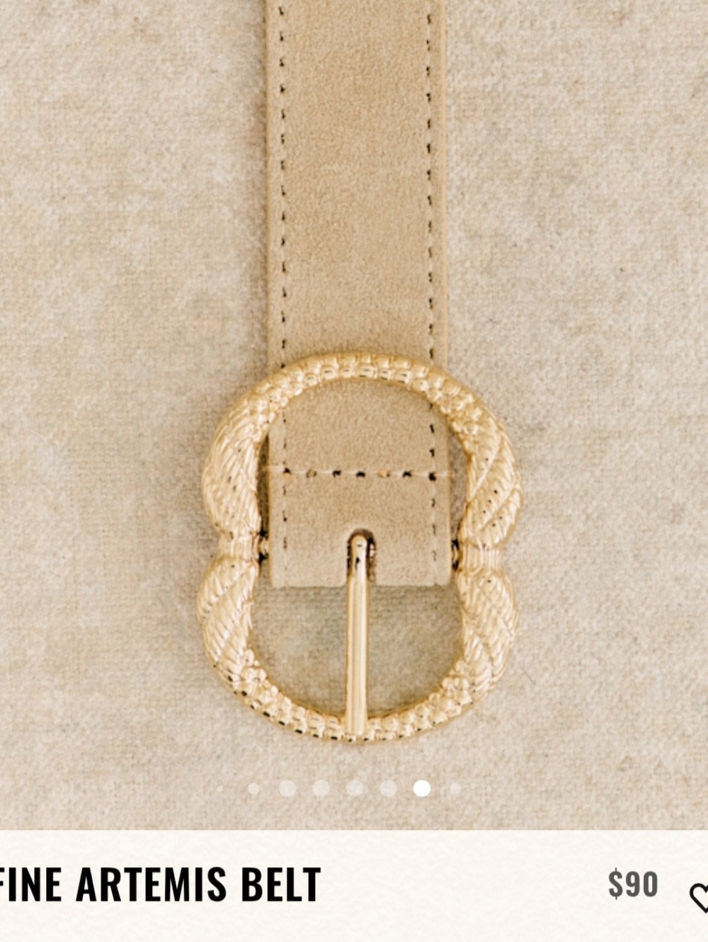 Sézane Mustard Suede Belt with Gold Twisted Heart Buckle - Picture 5 of 6